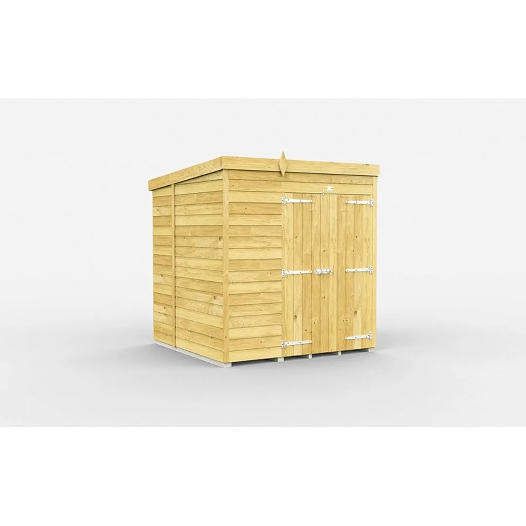 Buttercup Farm 6 x 6 Feet Pent Shed - Double Door W/O Windows - L178 x W185 x H201 cm in Brown