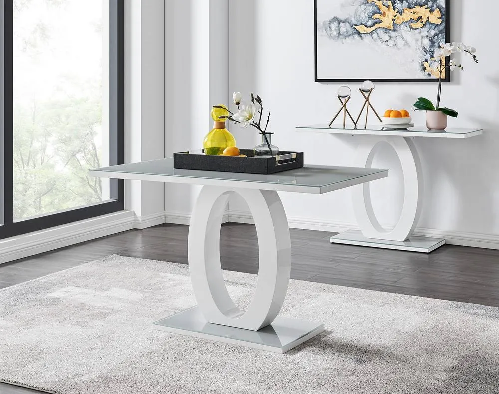 FurnitureboxUK Giovani Grey White Modern High Gloss & Glass Dining Table & 4 Milan Chairs Set 2
