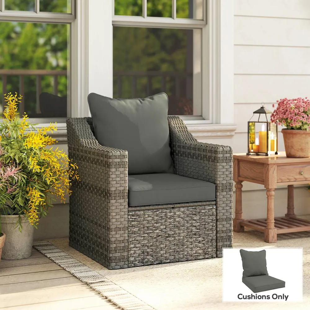 OUTSUNNY Garden Chair Cushion with Seat & Back Pad, CUSHION ONLY in Dark Grey