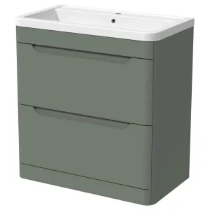 Wickes Malmo Reed Green Freestanding J Pull Vanity Unit & Basin - 800mm