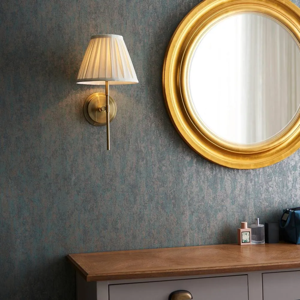Netlighting Rennes & Carla Wall Lamp with Shade Antique Brass Plate & Cream Fabric in Gold 3