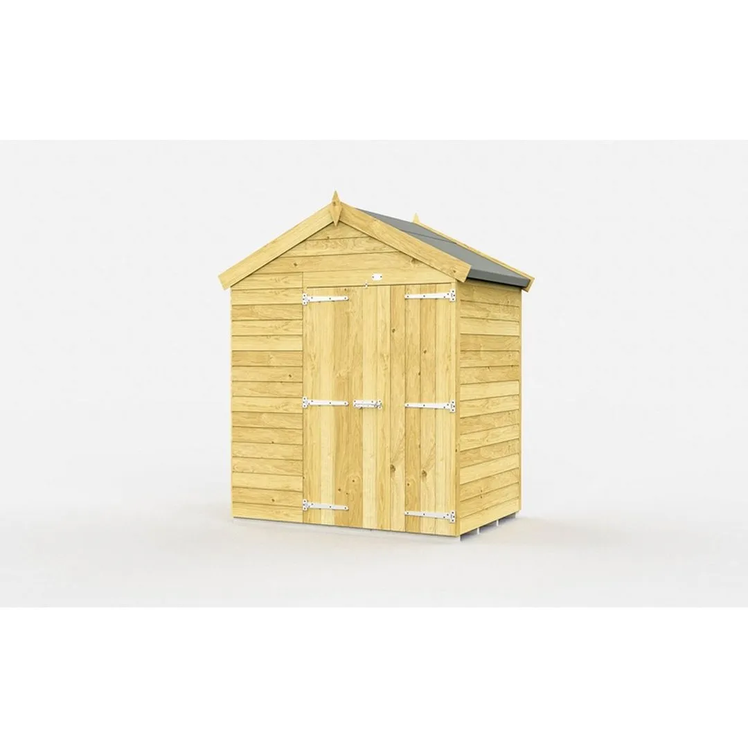 Buttercup Farm 6 x 4 Feet Apex Shed - Double Door W/O Windows - L127 x W175 x H217 cm in Brown
