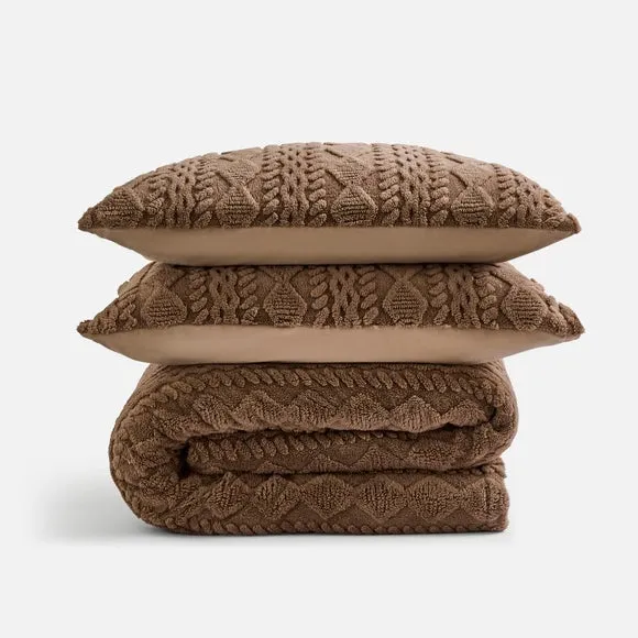 Cable Fleece Duvet Cover and Pillowcase Set 5