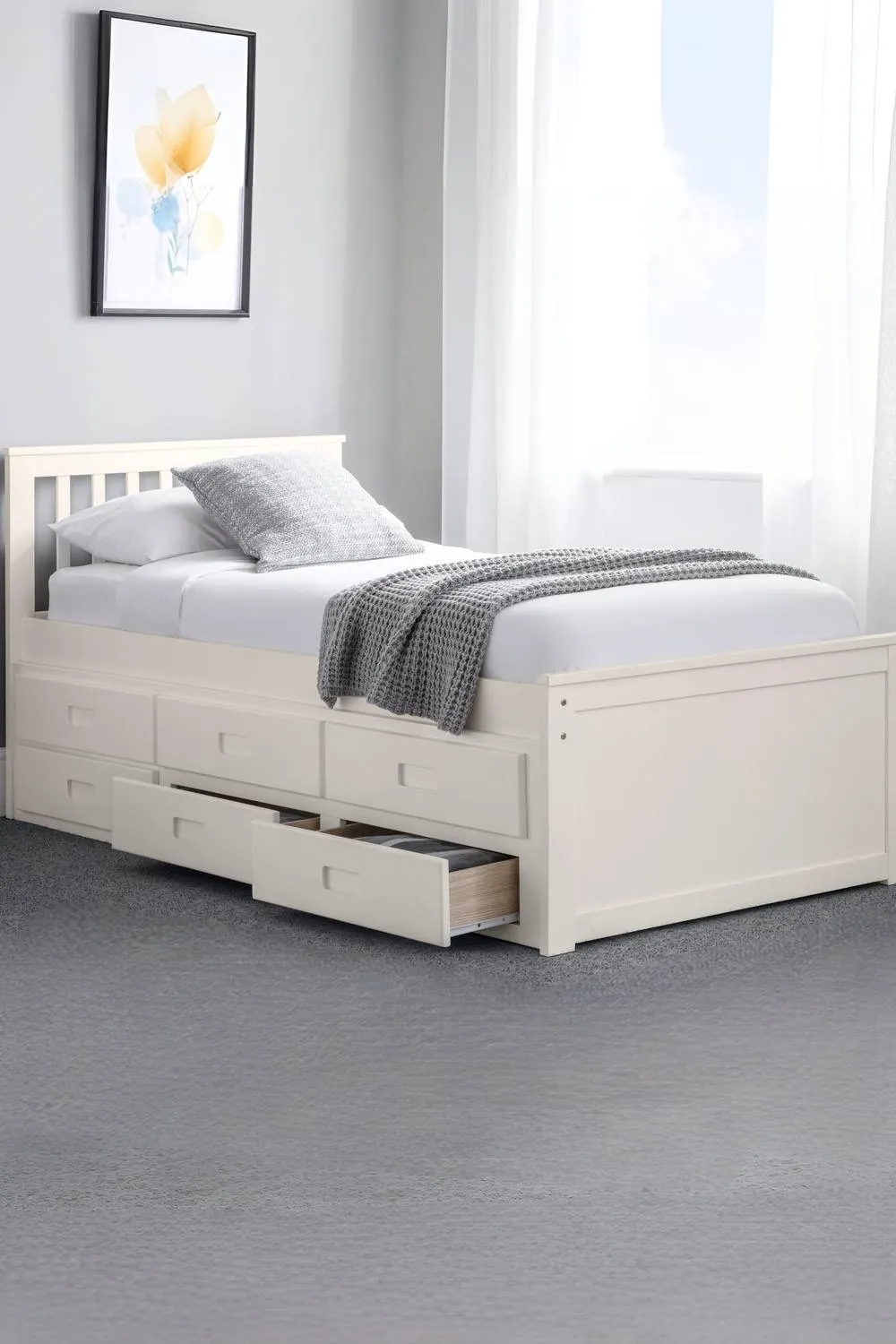 Julian Bowen Maisie Bed with Underbed & Storage Drawers in White