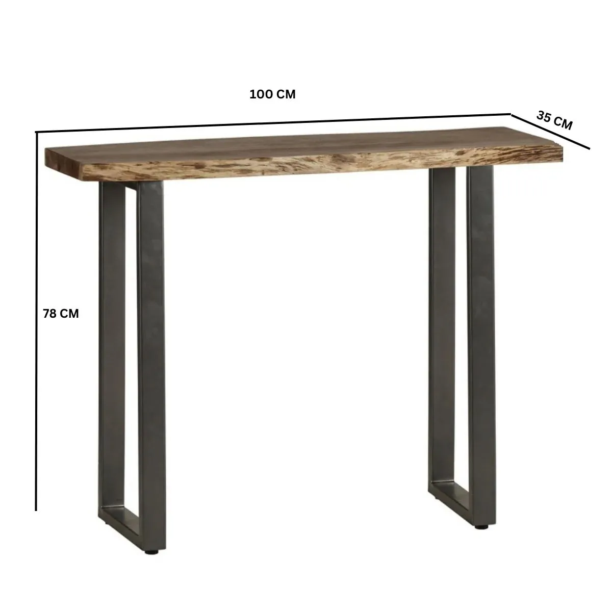 IH Design Galilee Console Table Grey Essential Live Edge in Brown 5