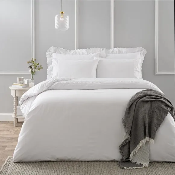 Broderie Lace Edge 100% Cotton Duvet Cover & Pillowcase Set 1