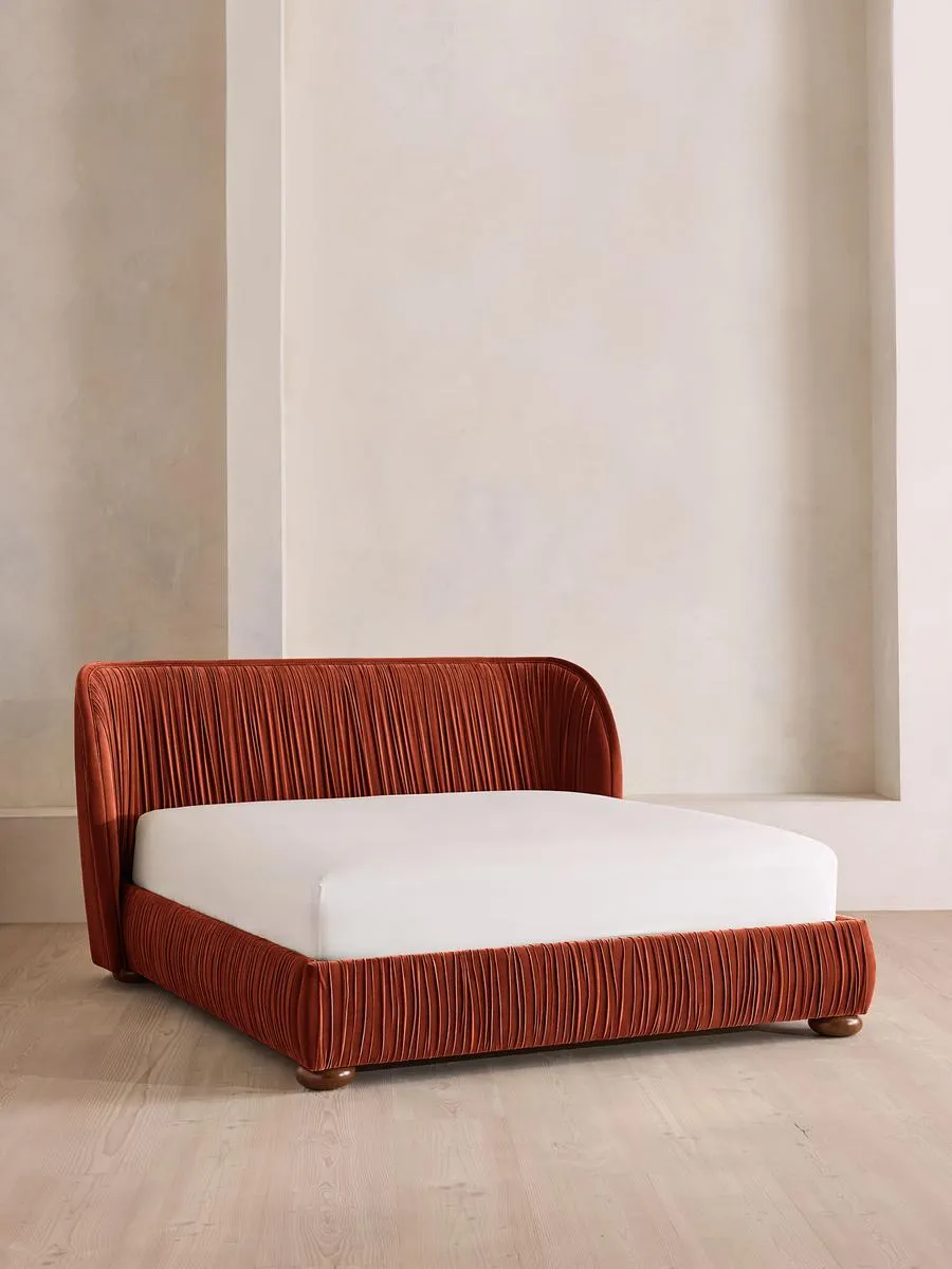 Blair Bed, King, Velvet Rust
