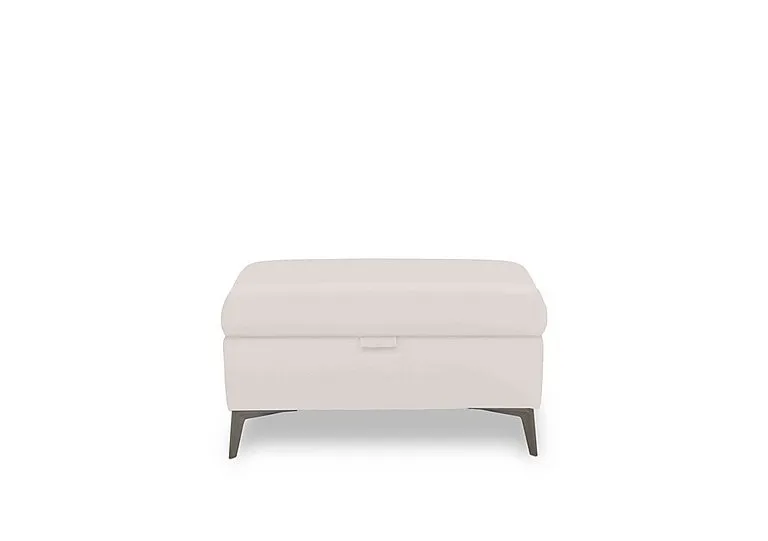 Ezra Leather Storage Footstool - Cotton
