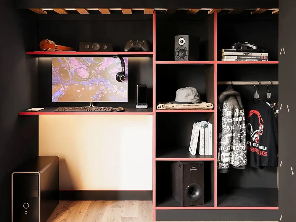 Flair Summit Gaming High Sleeper with Wardrobe Black 5