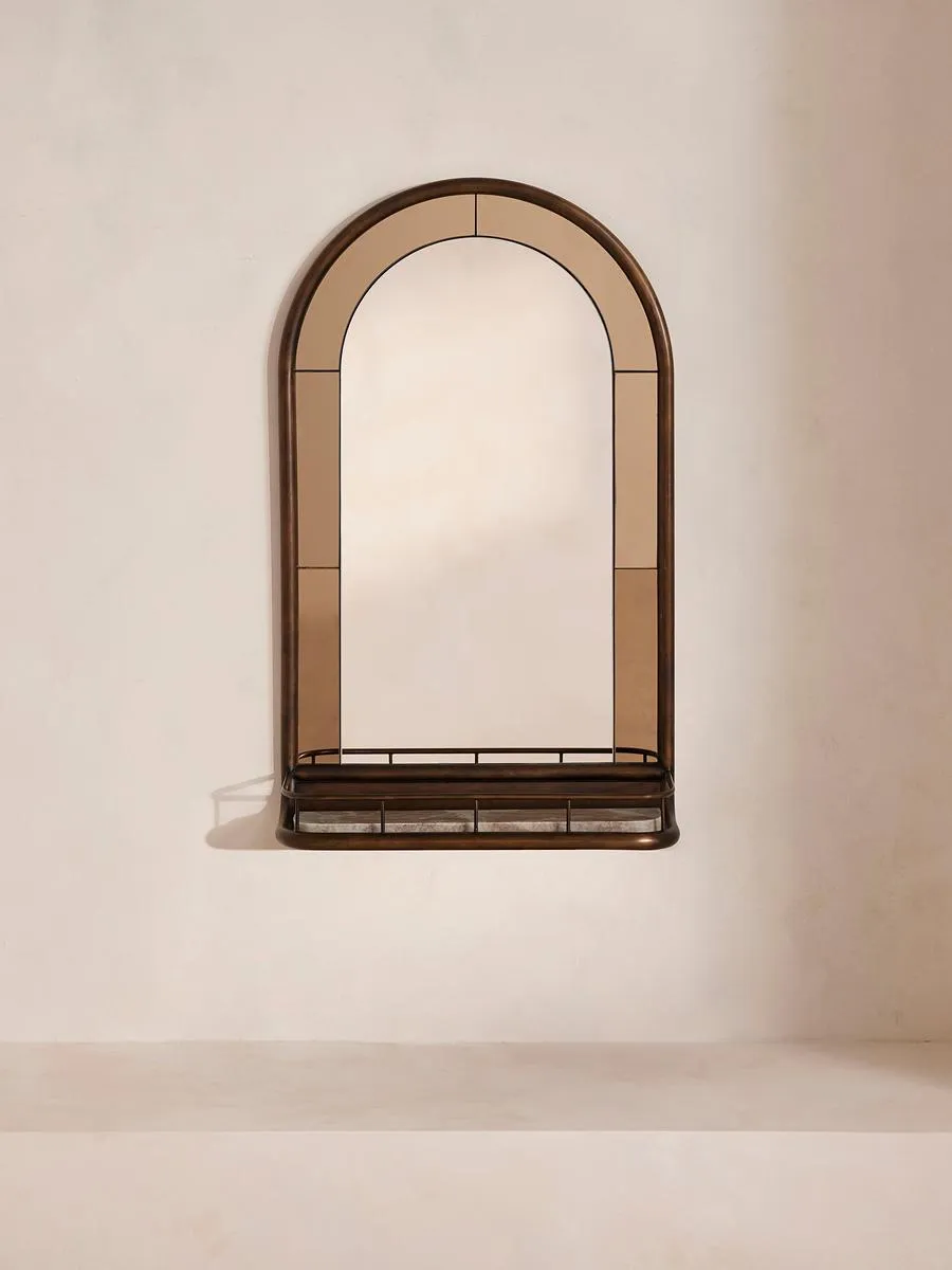 Ridley Wall Mirror, Antique Brass
