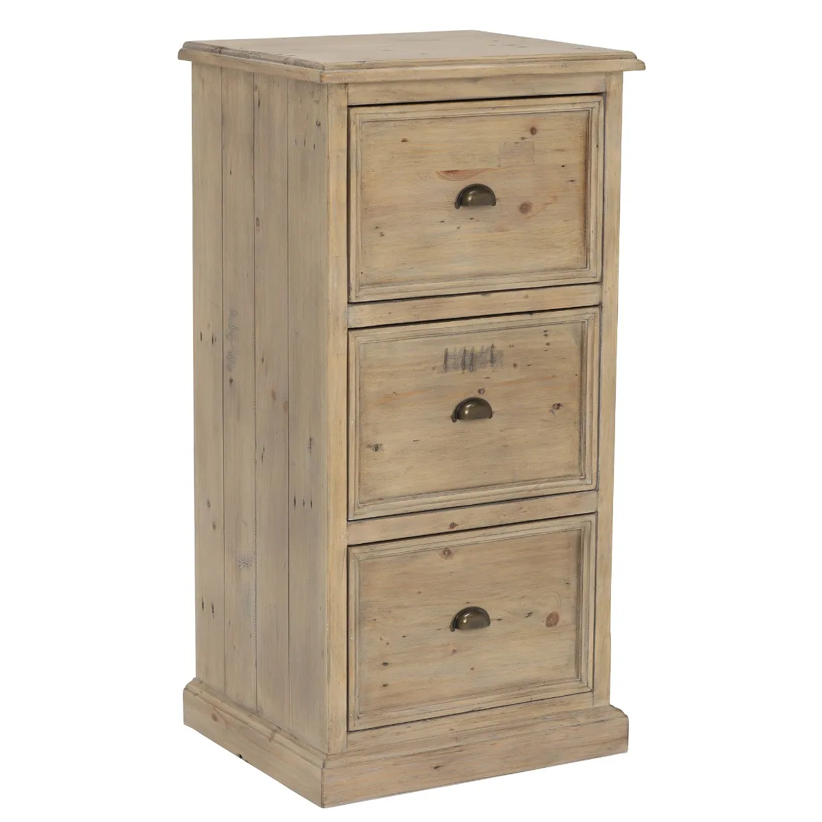 Verberie Reclaimed Wood 3 Drawer Filing Cabinet