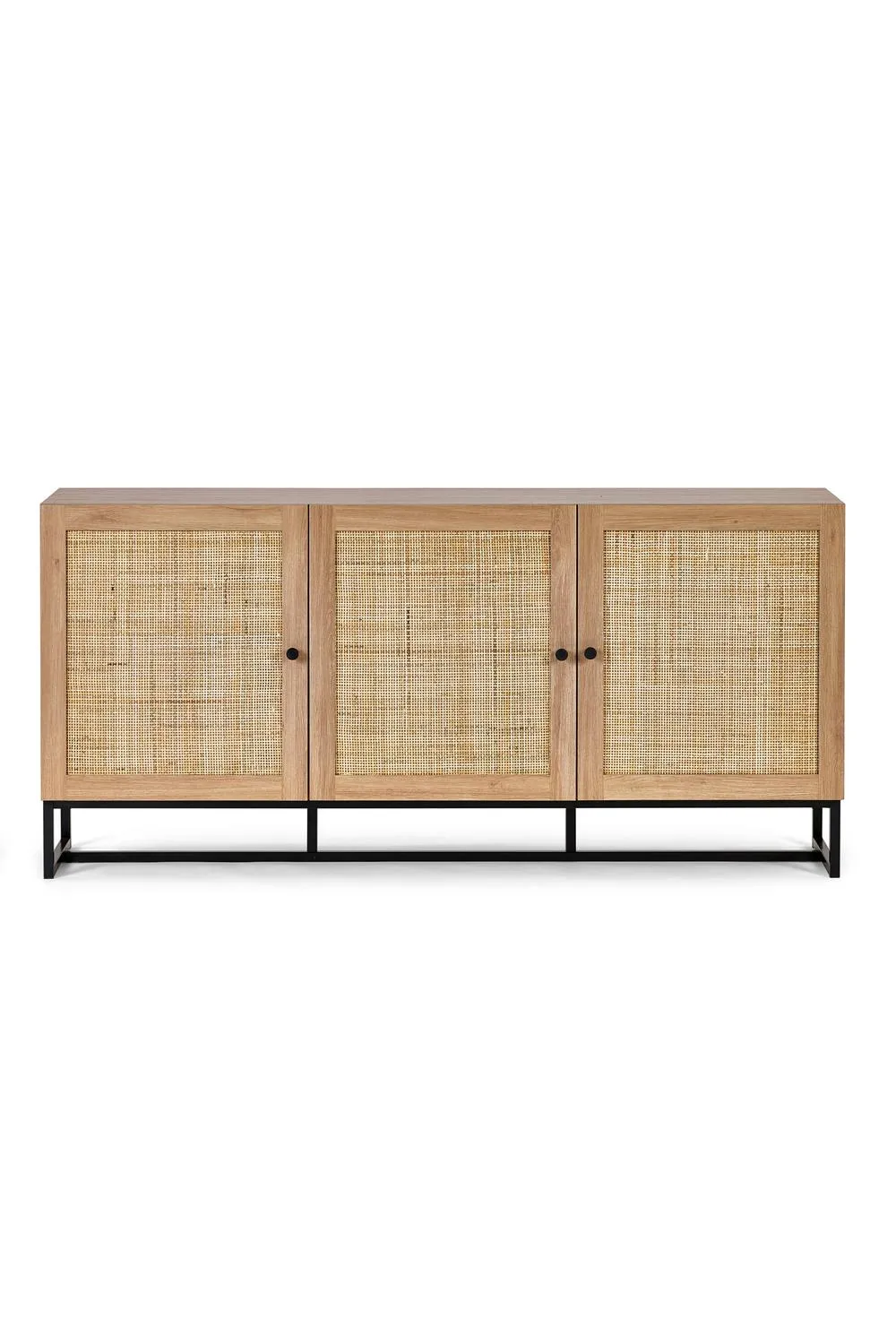 Julian Bowen Padstow Rattan 3 Door Sideboard in Light Oak 4