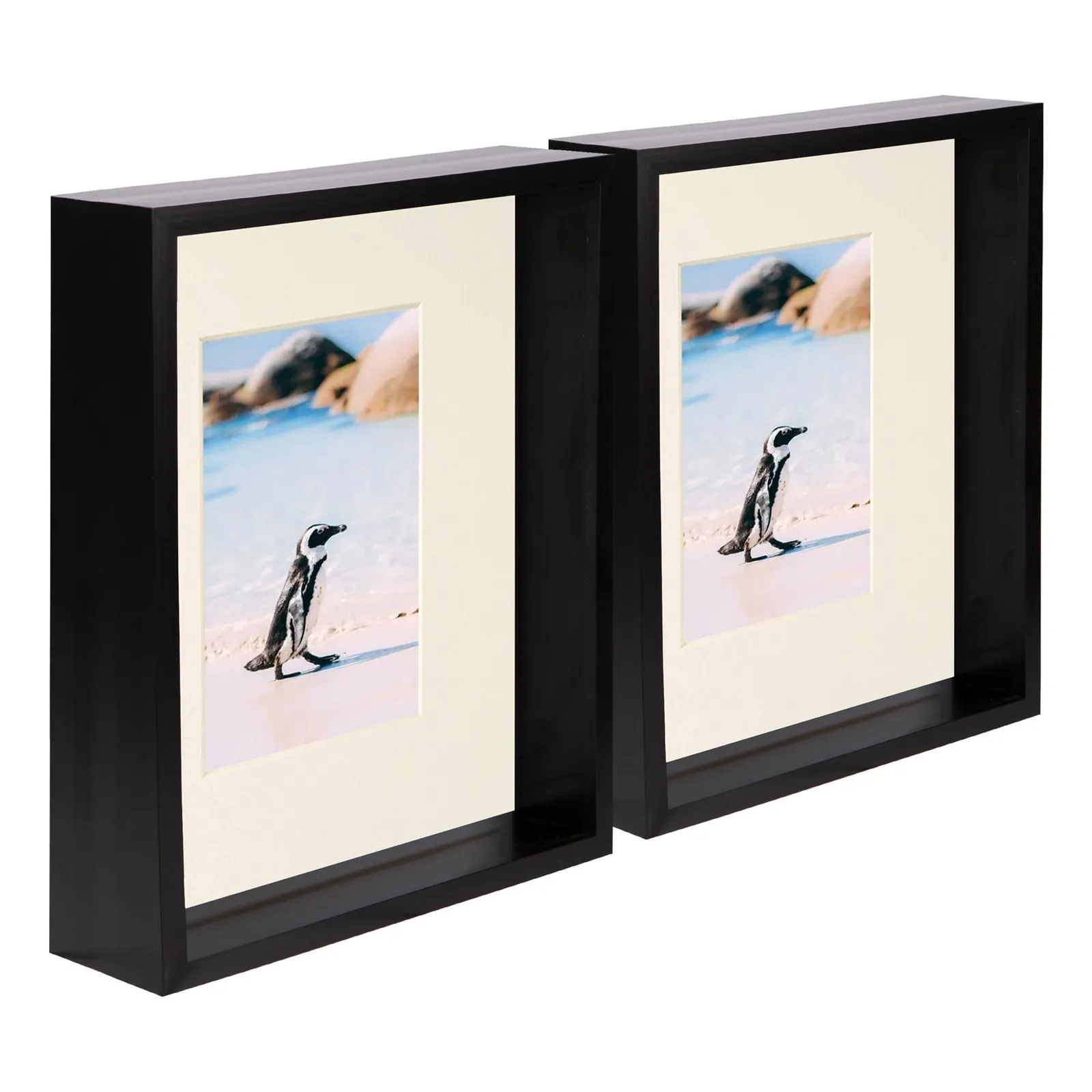 Nicola Spring 8" x 10" 3D Deep Box Photo Frames - 4" x 6" Mount - Black - Pack of 5 in Ivory 1