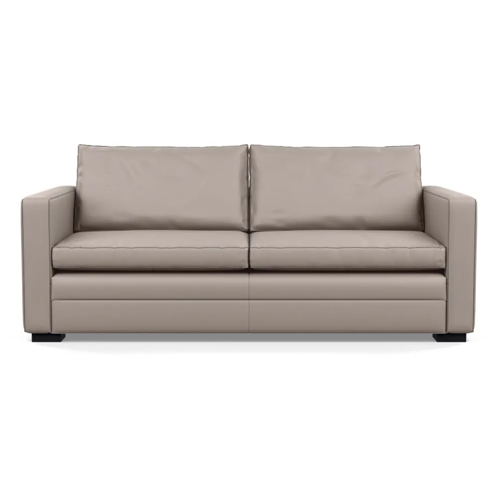 Heal's Palermo 3 Seater Sofa Leather Grain Light Grey 060 Black Feet 1