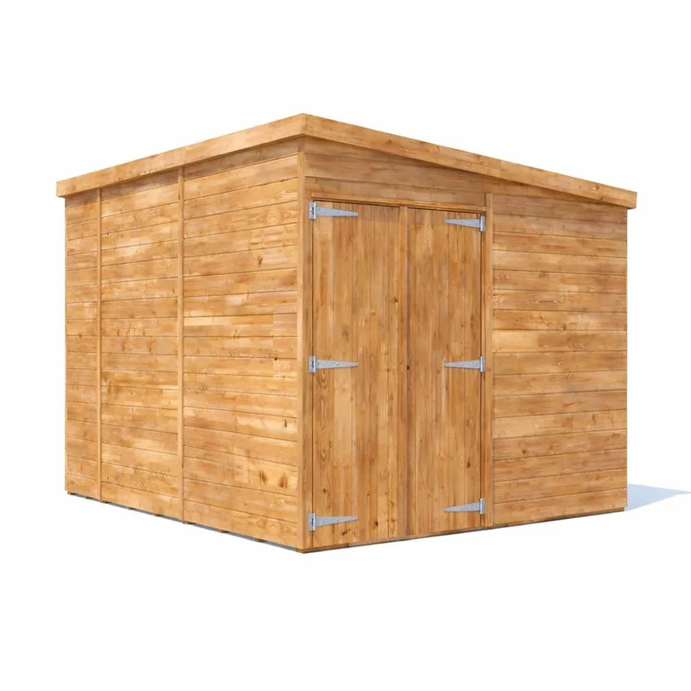 Dunster House Wooden Shed 2.4 x 3m (8' x 10') 15mm Pen - Overlord Modular in Brown