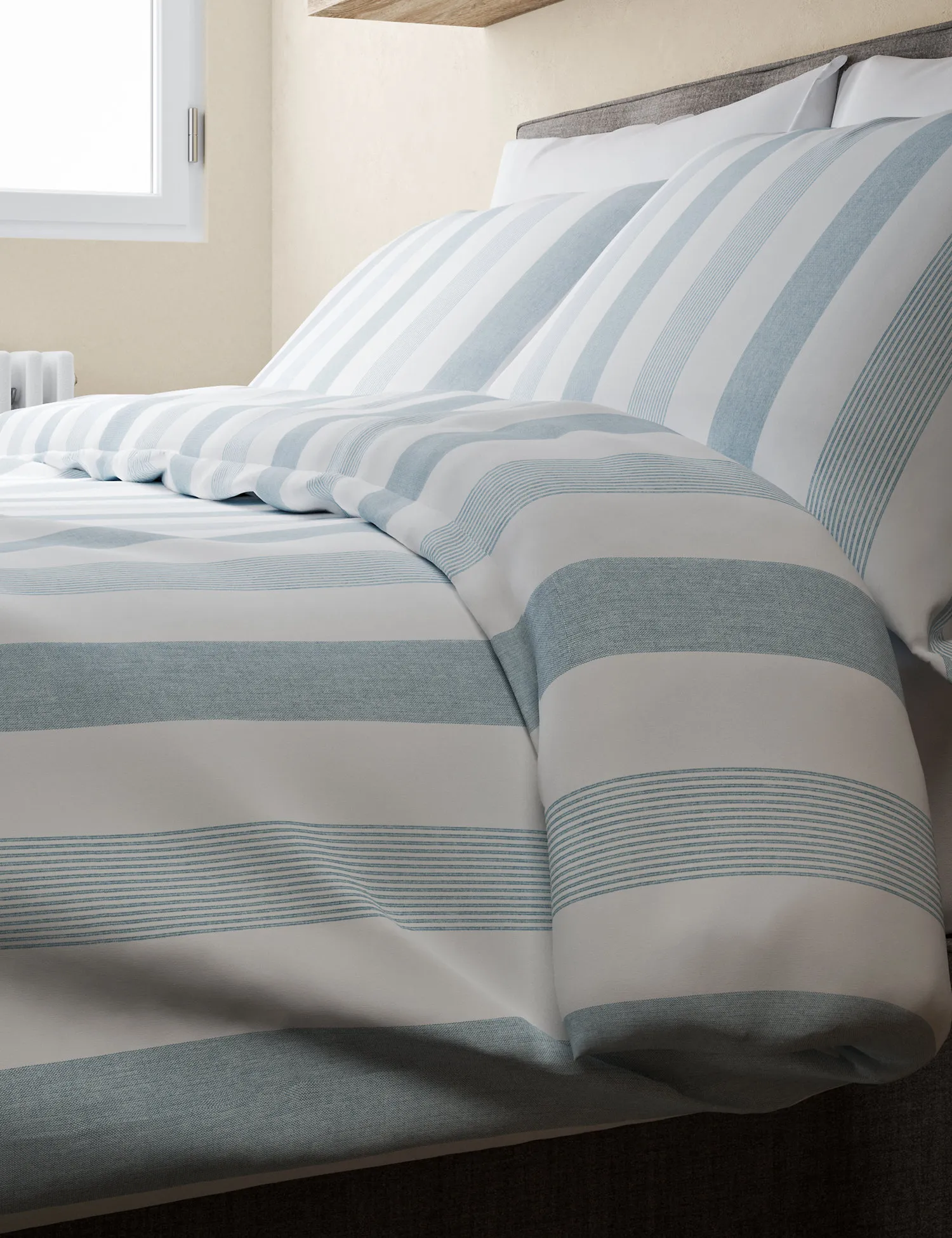 M&S Hadley Pure Cotton Striped Bedding Set