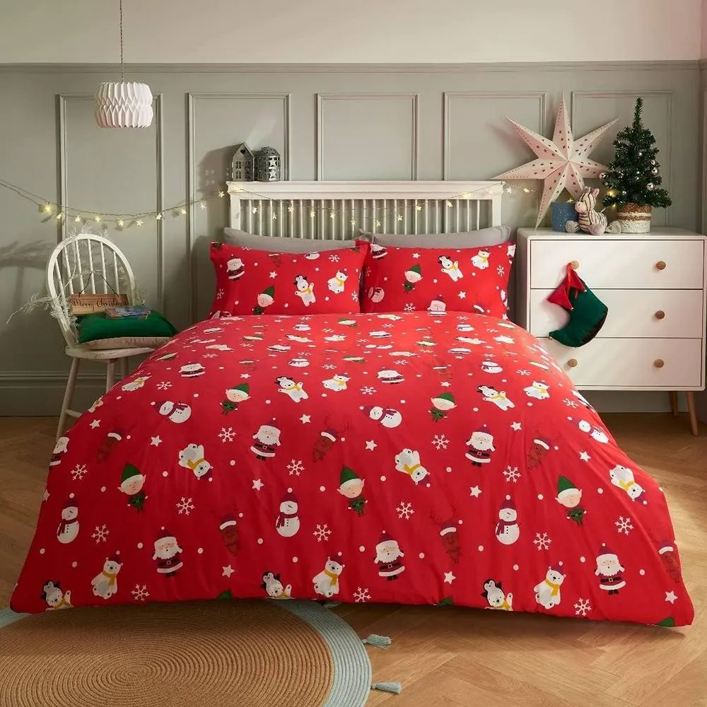 Smart Living Red Advent Calendar Reversible Polycotton Duvet Cover & Pillowcase Set 2