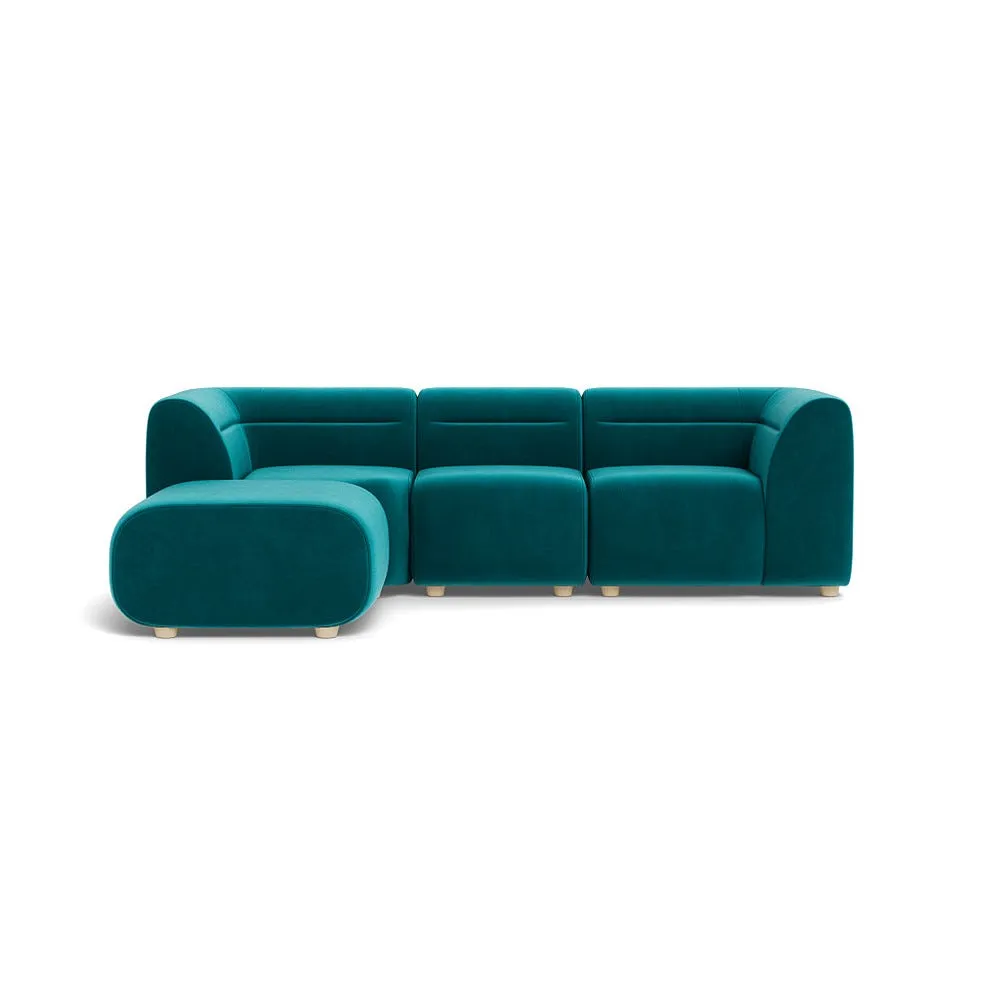 Heal's Lilli Left Hand Facing Corner Sofa Smart Velvet Petrol Natural Beech Feet 1