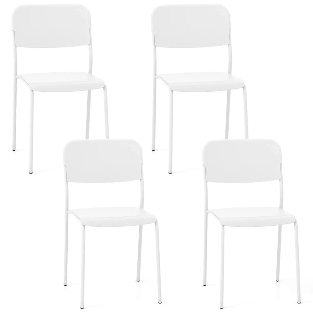 Costway Modern Dining Chairs Set of 4 Stackable Kitchen Chairs-White in White