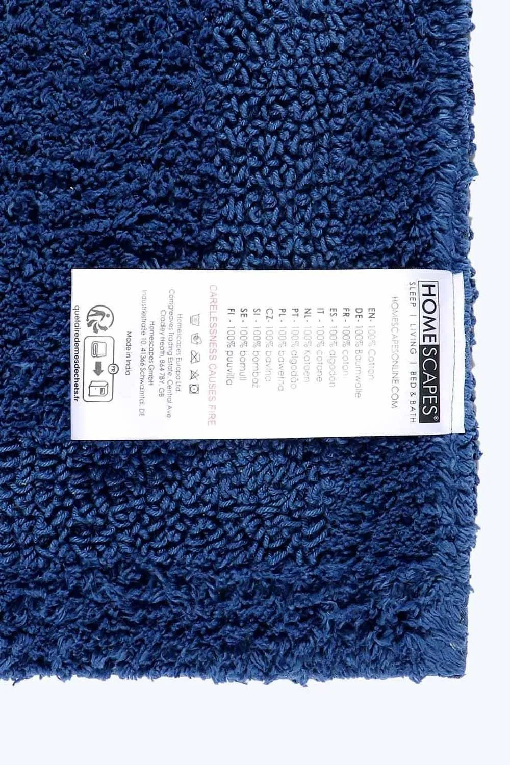 Homescapes Luxury Square Bath Mat 1600GSM 100% Cotton Reversible Shower Mat, 50cm in Navy 3