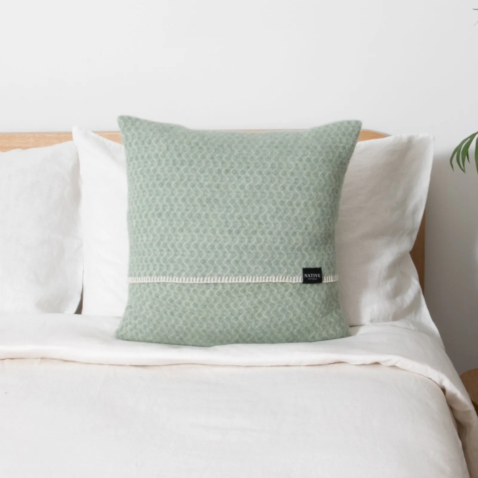 Native Natural Hoop Green Wool Cushion Cover 45x45cm