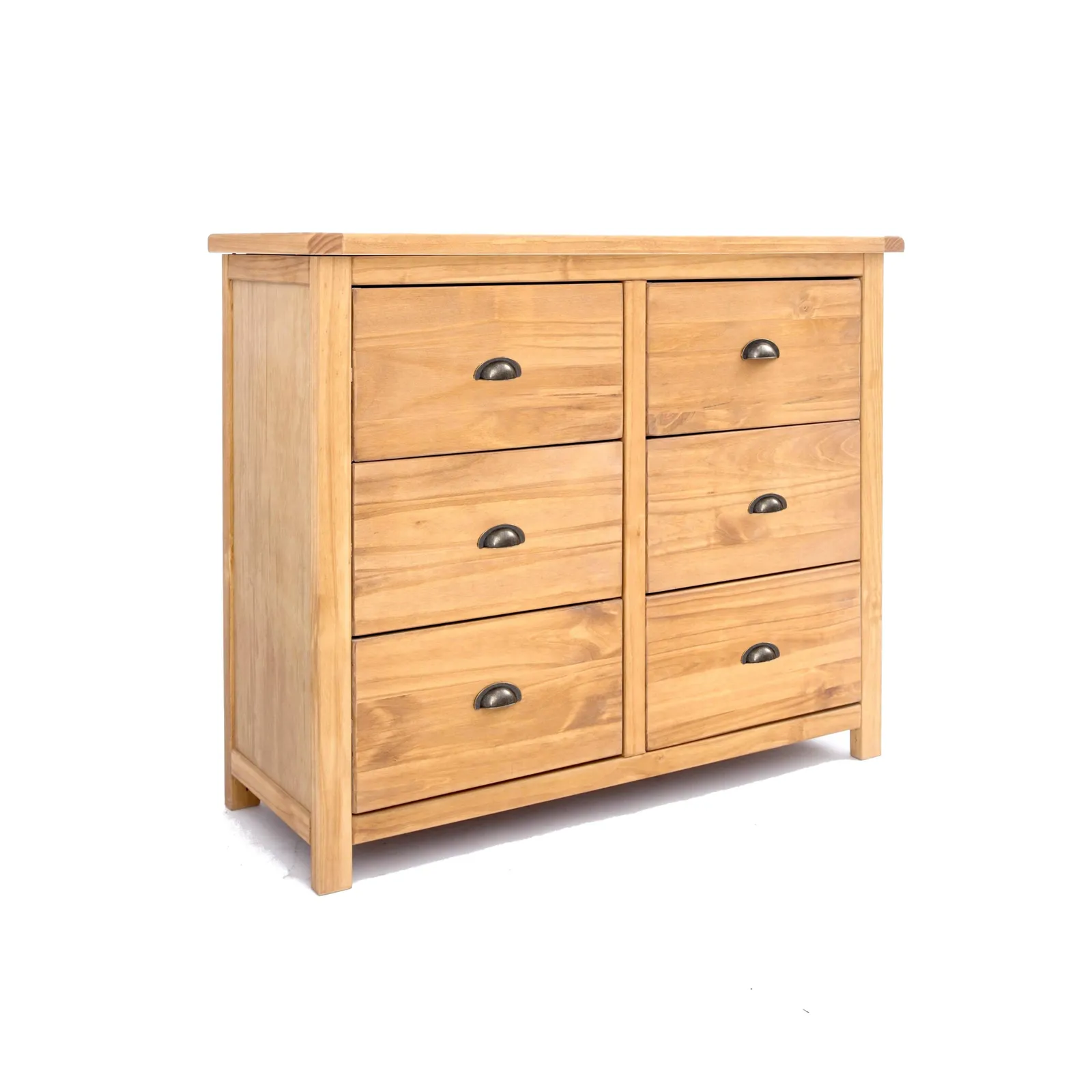Cabinet Bits Lugo 6 Drawer Chest of Drawers Brass Cup Handle in Light Brown 2