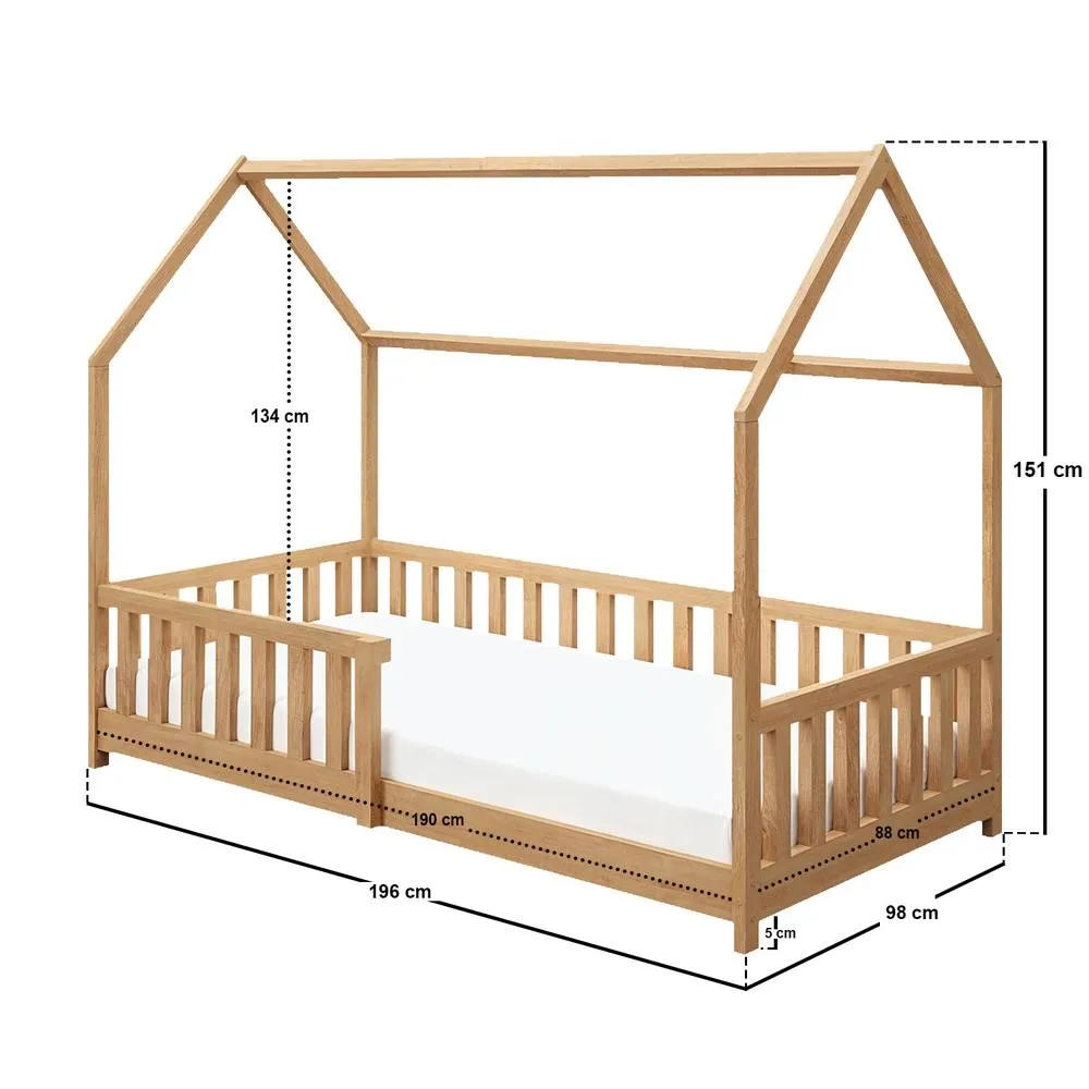 Flair Explorer Wooden Playhouse Bed with Rails in Light Brown 5