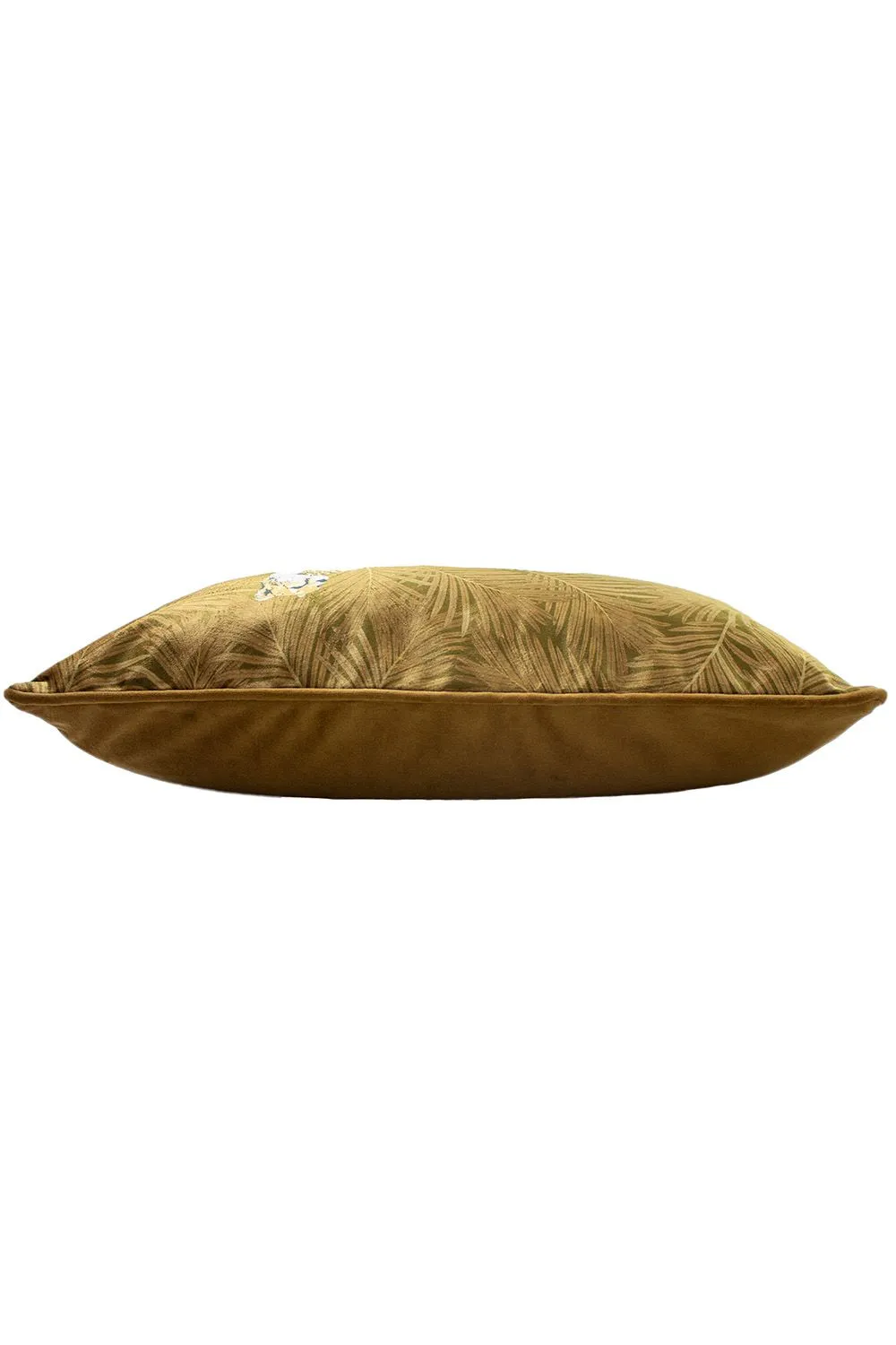 Paoletti Cheetah Forest Printed Velvet Piped Cushion in Gold 3