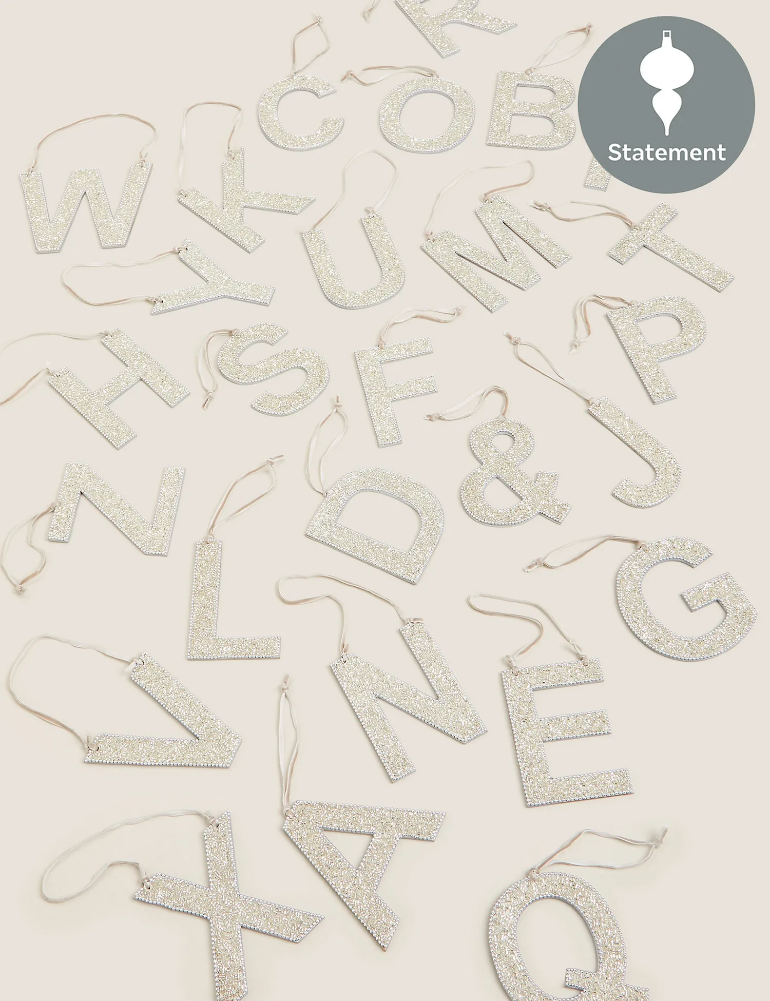 M&S Silver Beaded Hanging Letter Decoration