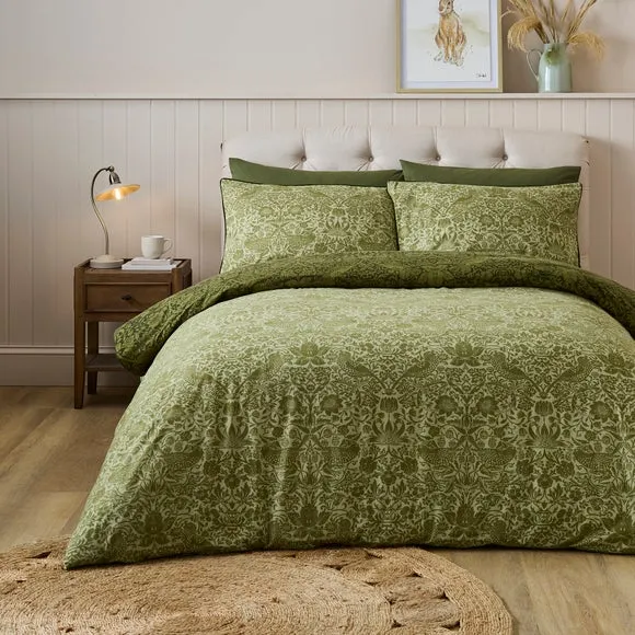 Strawberry Thief 100% Brushed Cotton Duvet Cover & Pillowcase Set 2