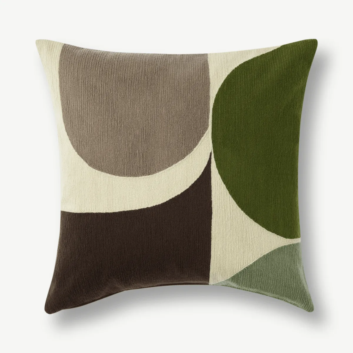 Zayyan Embroidered Cushion, 45 x 45cm, Green & Grey