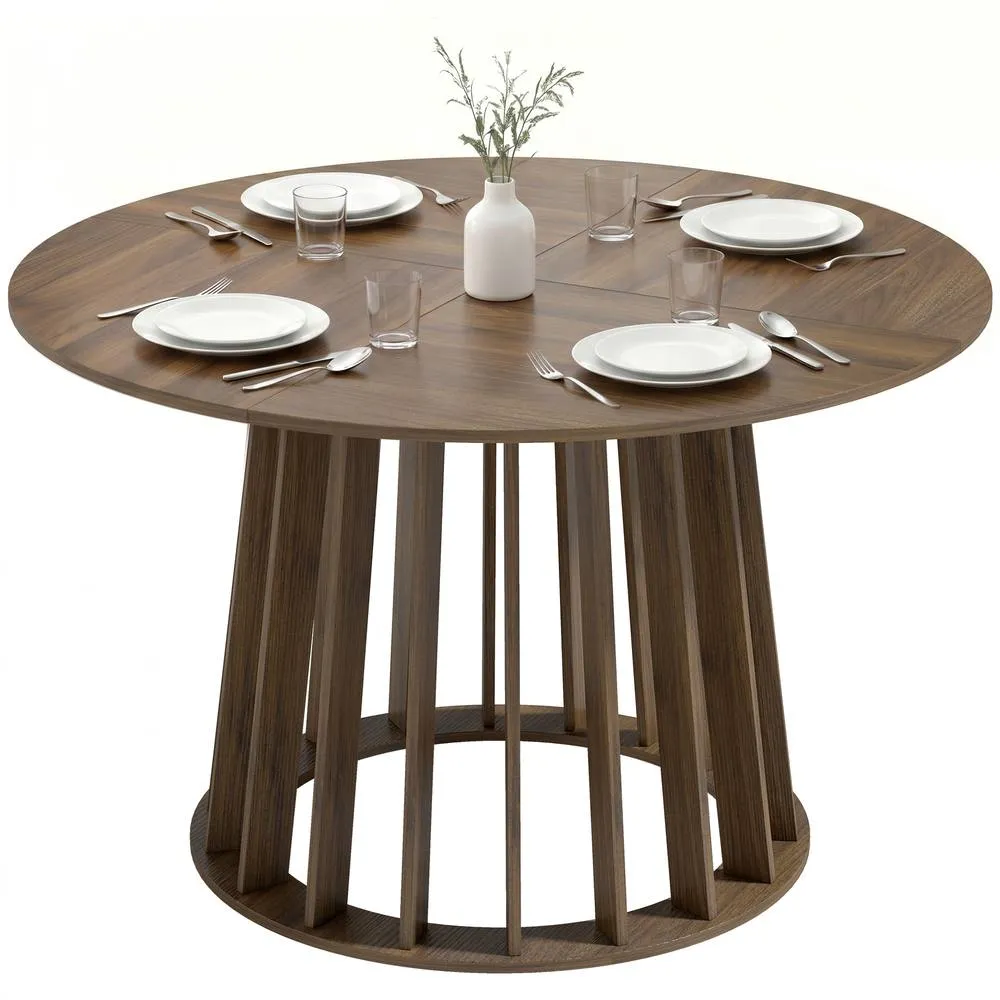 HOMCOM Modern Dining Table for 4-6 People 120 cm Light Walnut 2