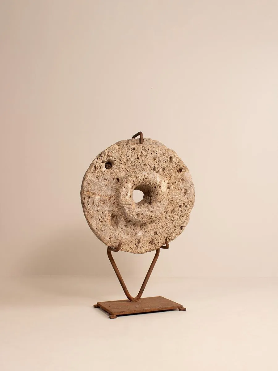 Vintage Wheel Sculpture, Stone, France