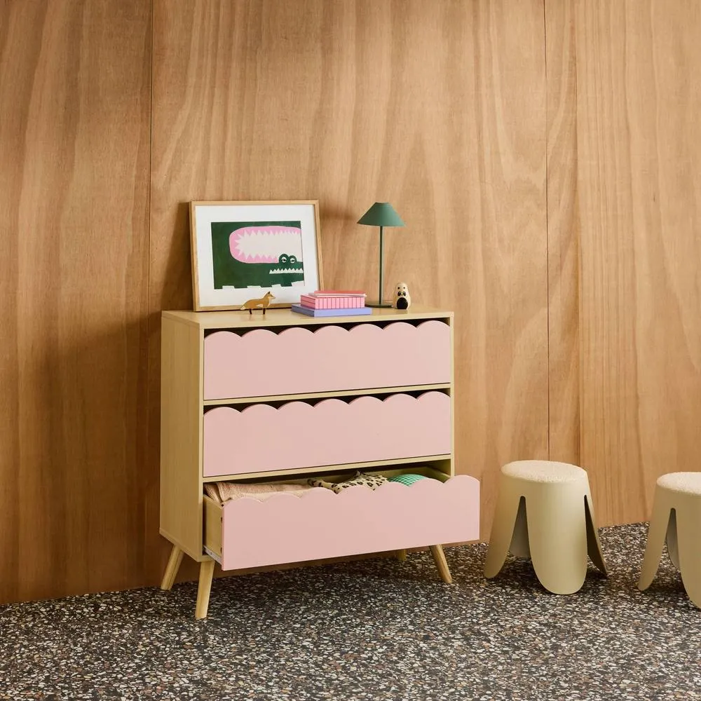 sweeek Wood-effect children's chest of 3 drawers in Pink 4