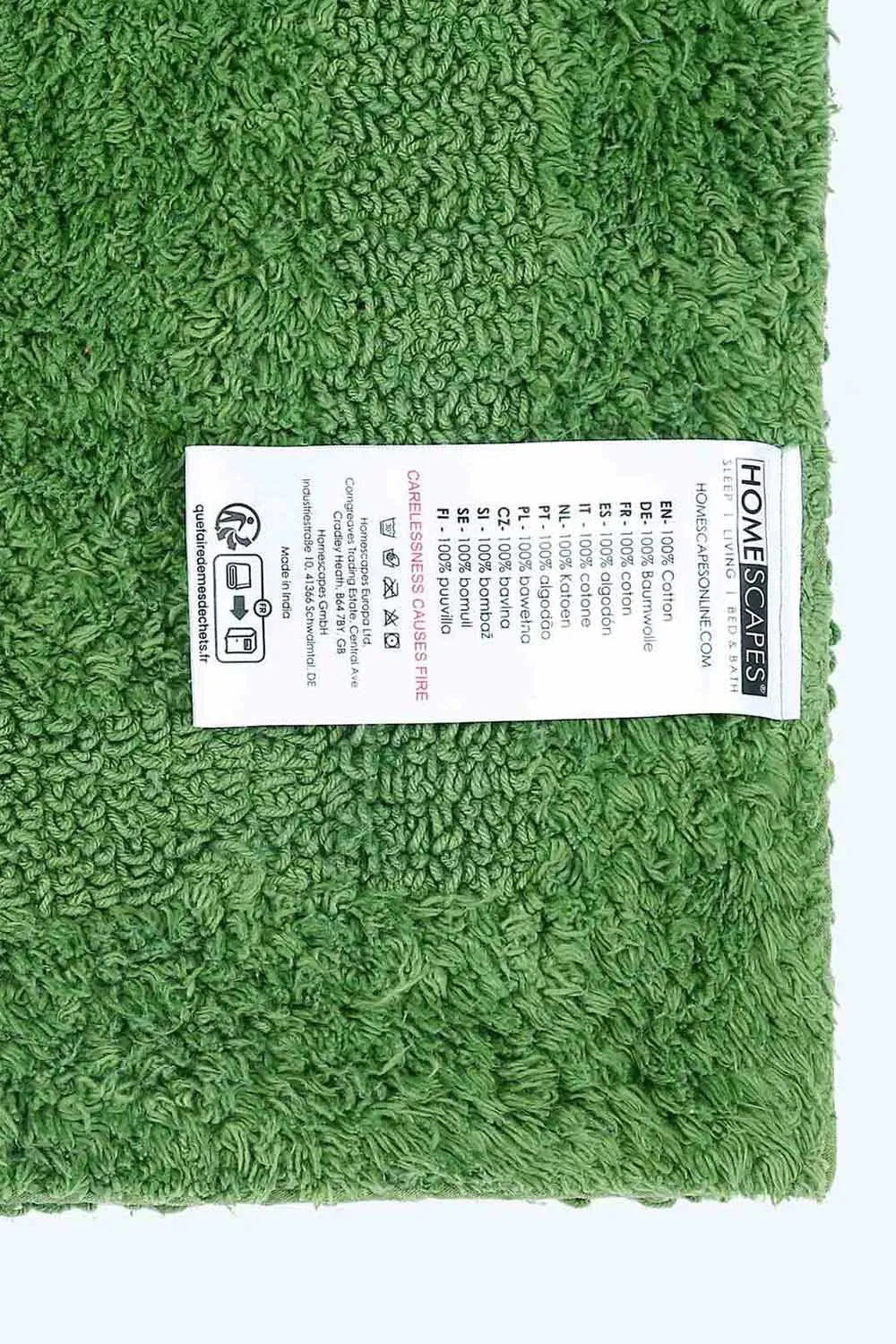 Homescapes Luxury Square Bath Mat 1600GSM 100% Cotton Reversible Shower Mat, 50cm in Light Green 3