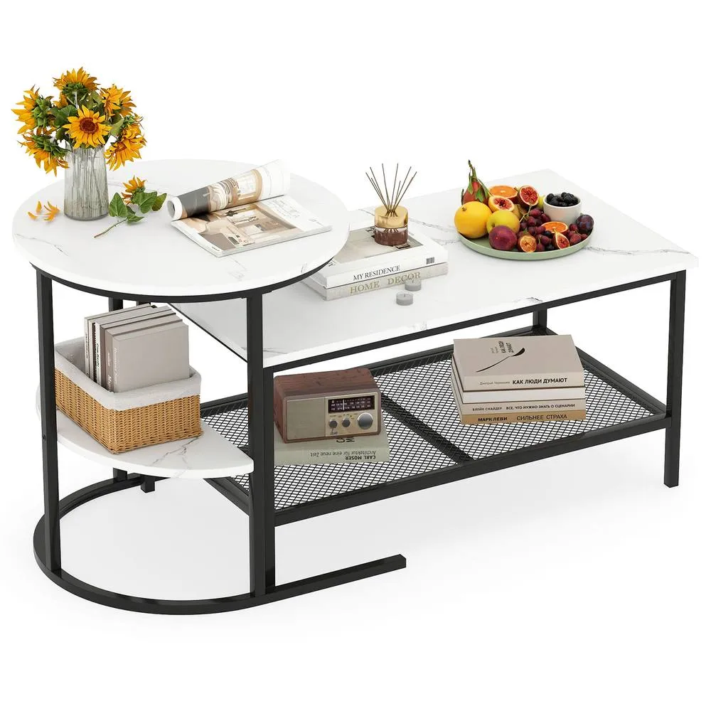 Costway 2-in-1 Detachable Table Set Nesting Coffee Table Set of 2 in White 2