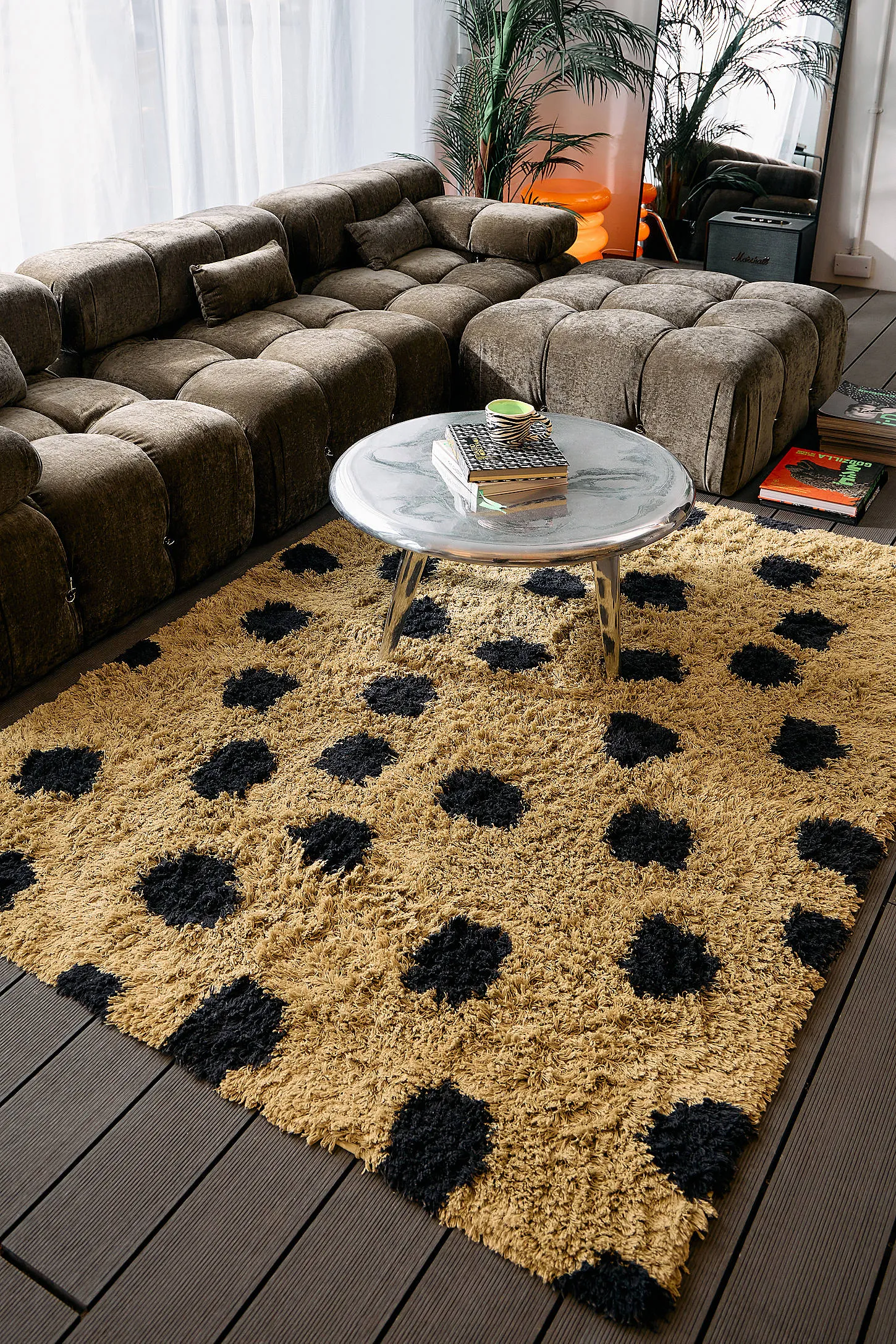 Khaki Inky Spot 5x7ft / 150x210cm Rug - Khaki