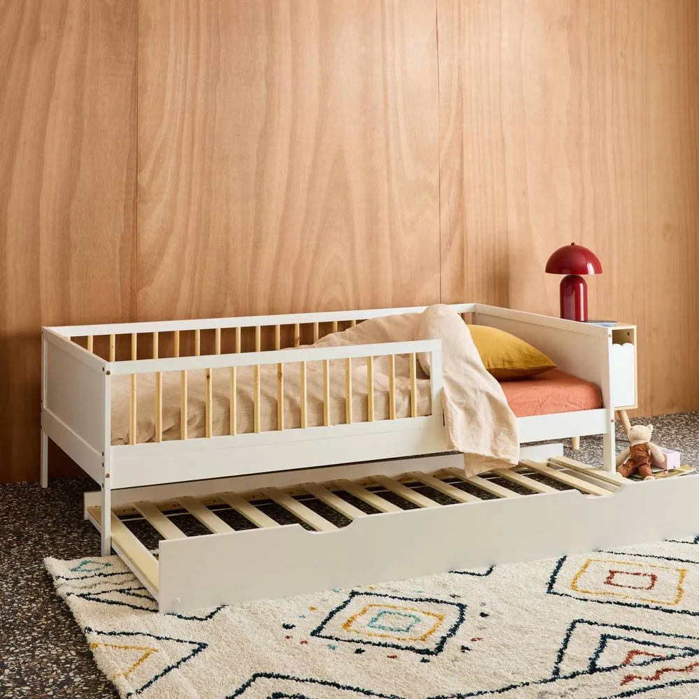 sweeek Children's bed 90 x 190 cm natural pine with slatted base & bed in White 4