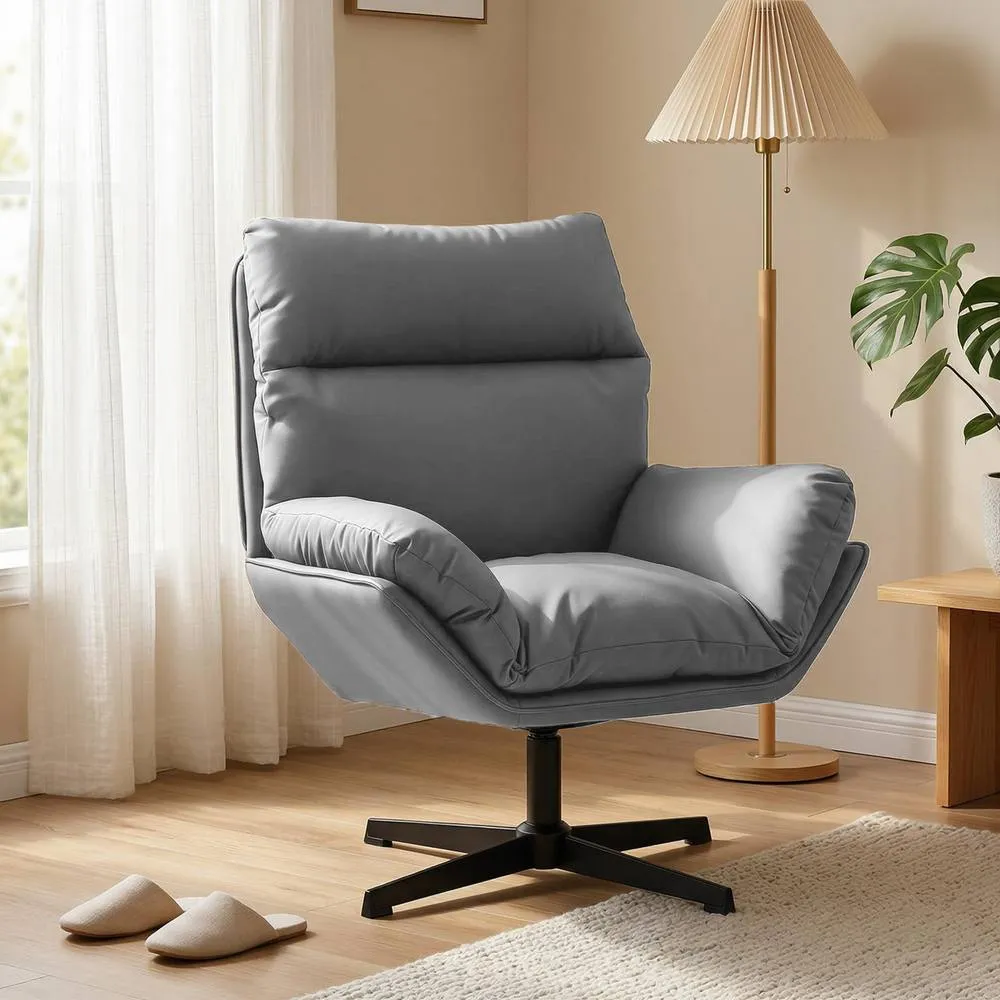 HOMCOM Accent Chair with 360° Swivel in Dark Grey 2