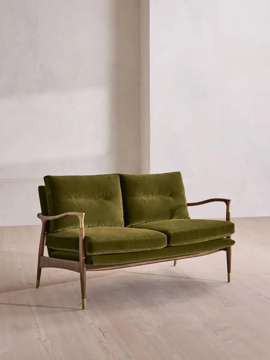 Theodore Two Seater Sofa, Velvet, Olive