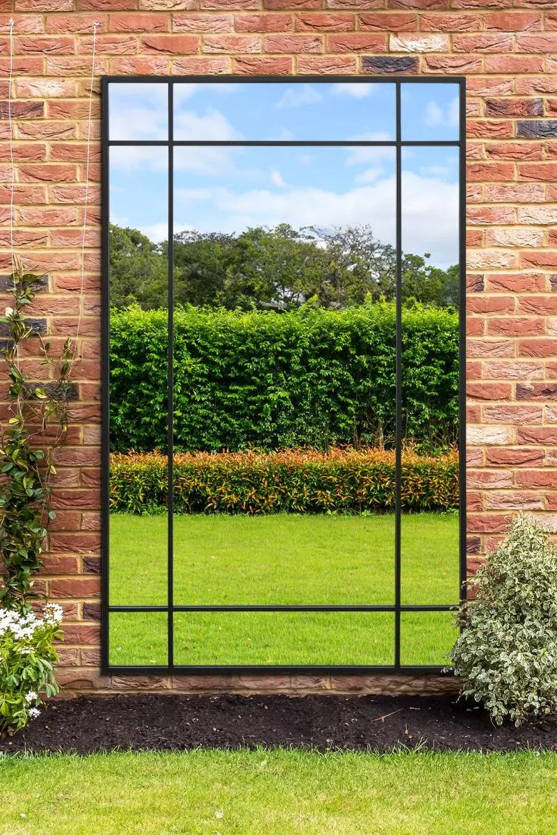 MirrorOutlet Black Contemporary Wall & Leaner Garden Mirror 79"x 47" 200x120cm 2