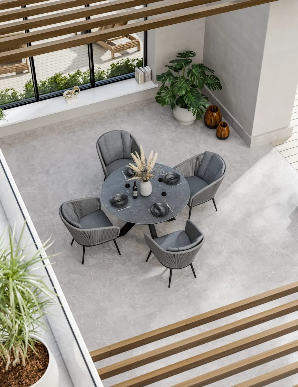 Royalcraft Aspen 4 Seater Garden Table and Chairs Grey Mix