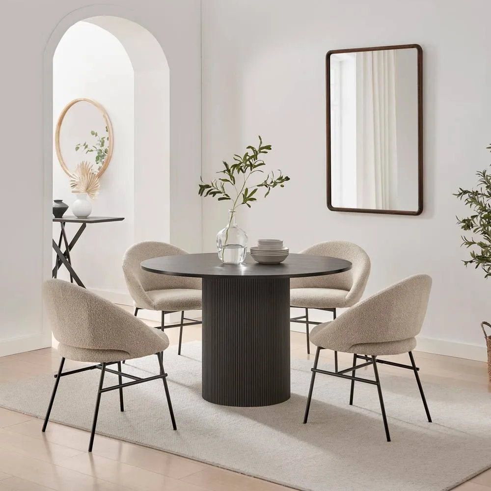 FurnitureboxUK 2x Nella Beige Fabric Dining Chairs 4