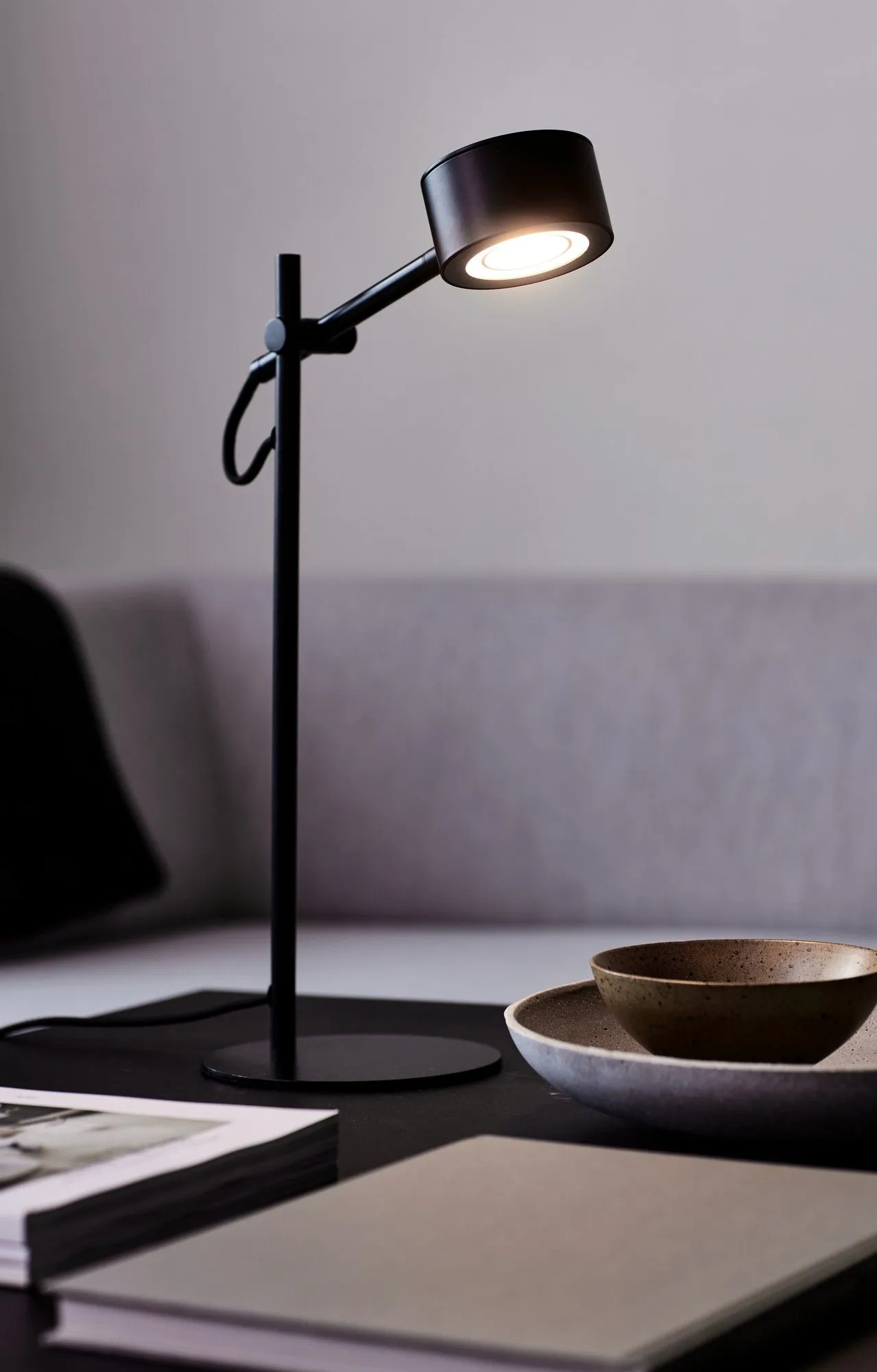 Nordlux Clyde Table Lamp Black Metal Livingroom LED Switch 2700k 4