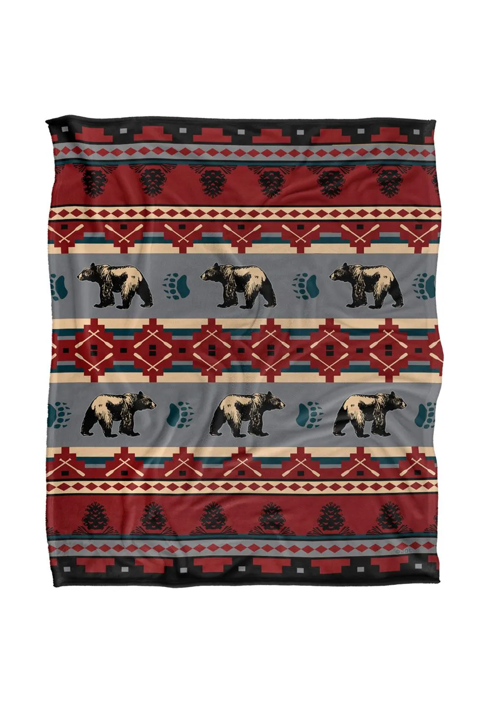 JQ Licensing Southwest Lodge Bear Silky Touch Super Soft Throw Blanket 152 X 127 cm in White
