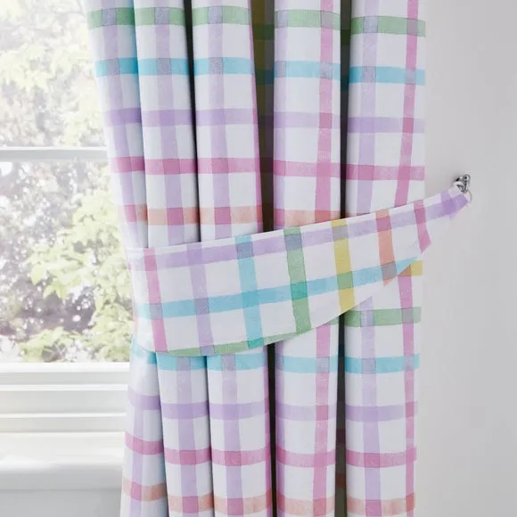 Rainbow Check Blackout Eyelet Curtains 4