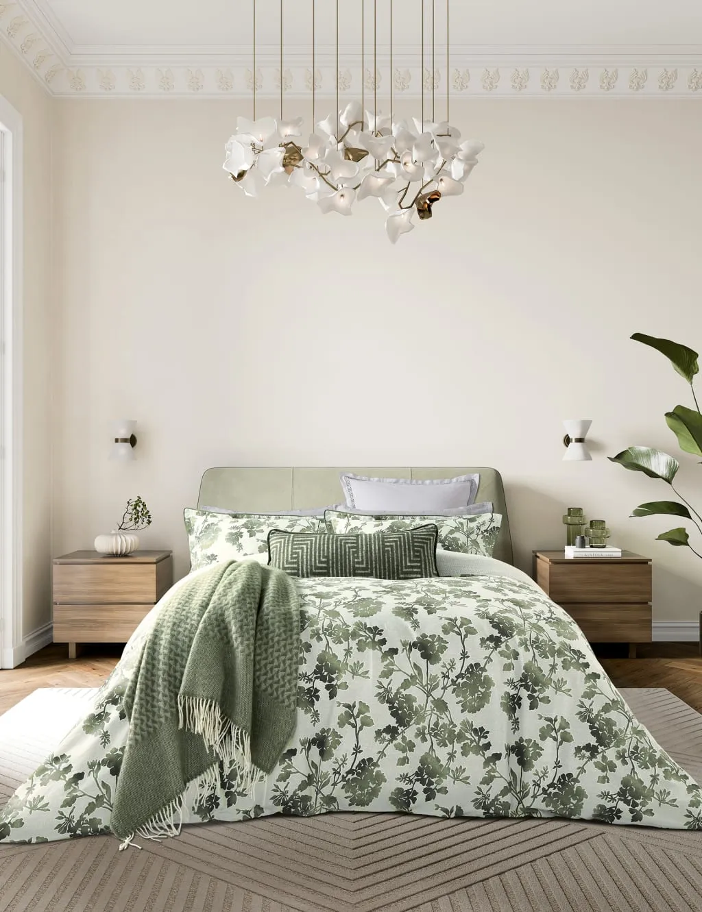 Bedeck of Belfast Pure Cotton Yoko Bedding Set Green Mix