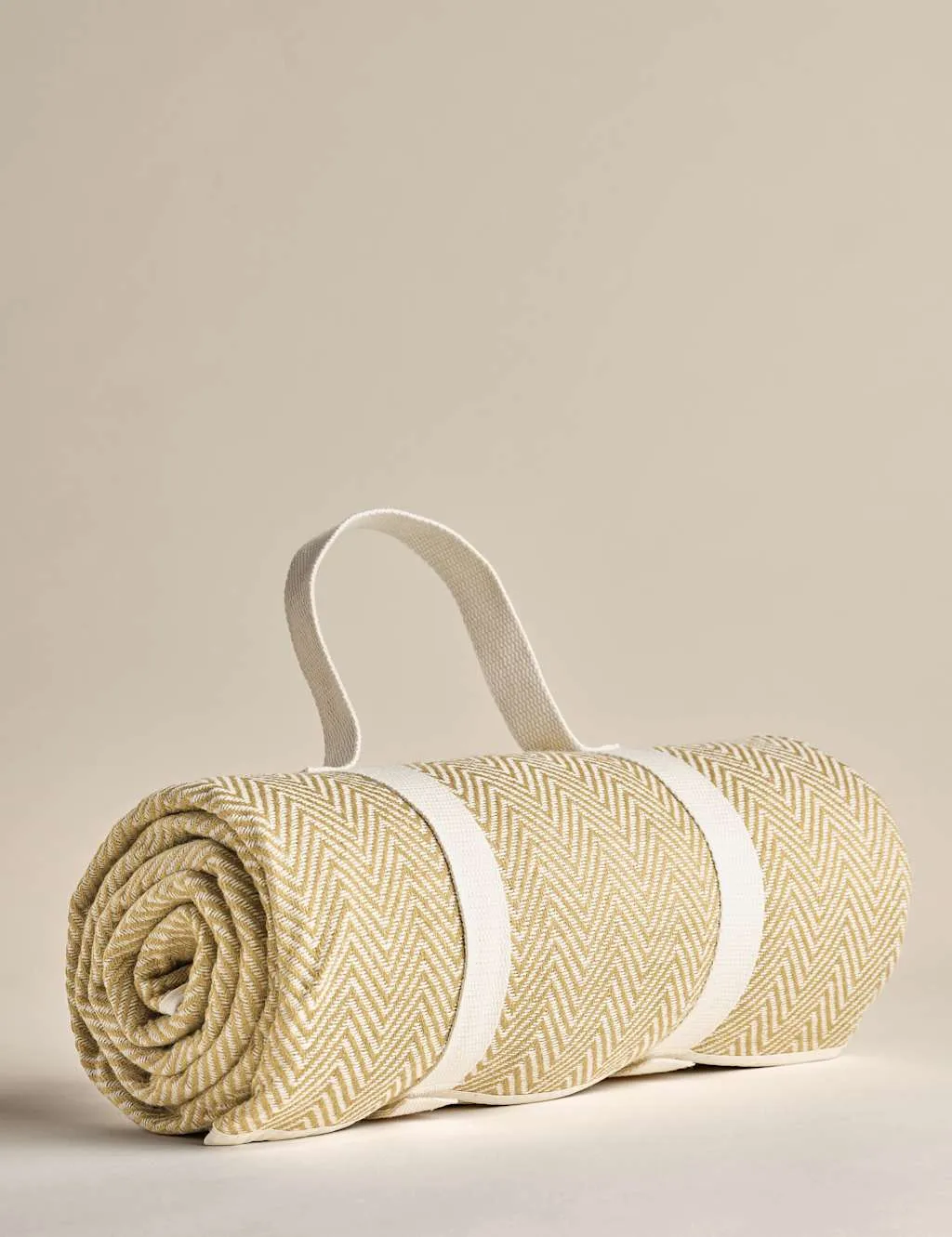 M&S Boho Herringbone Foldaway Picnic Blanket Ochre
