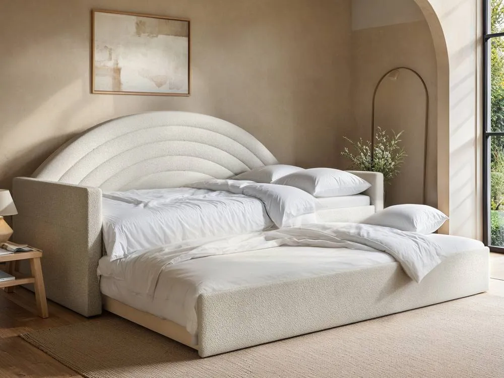 Flair Noa Rainbow Day Bed with Trundle Beige Teddy Fabric 3