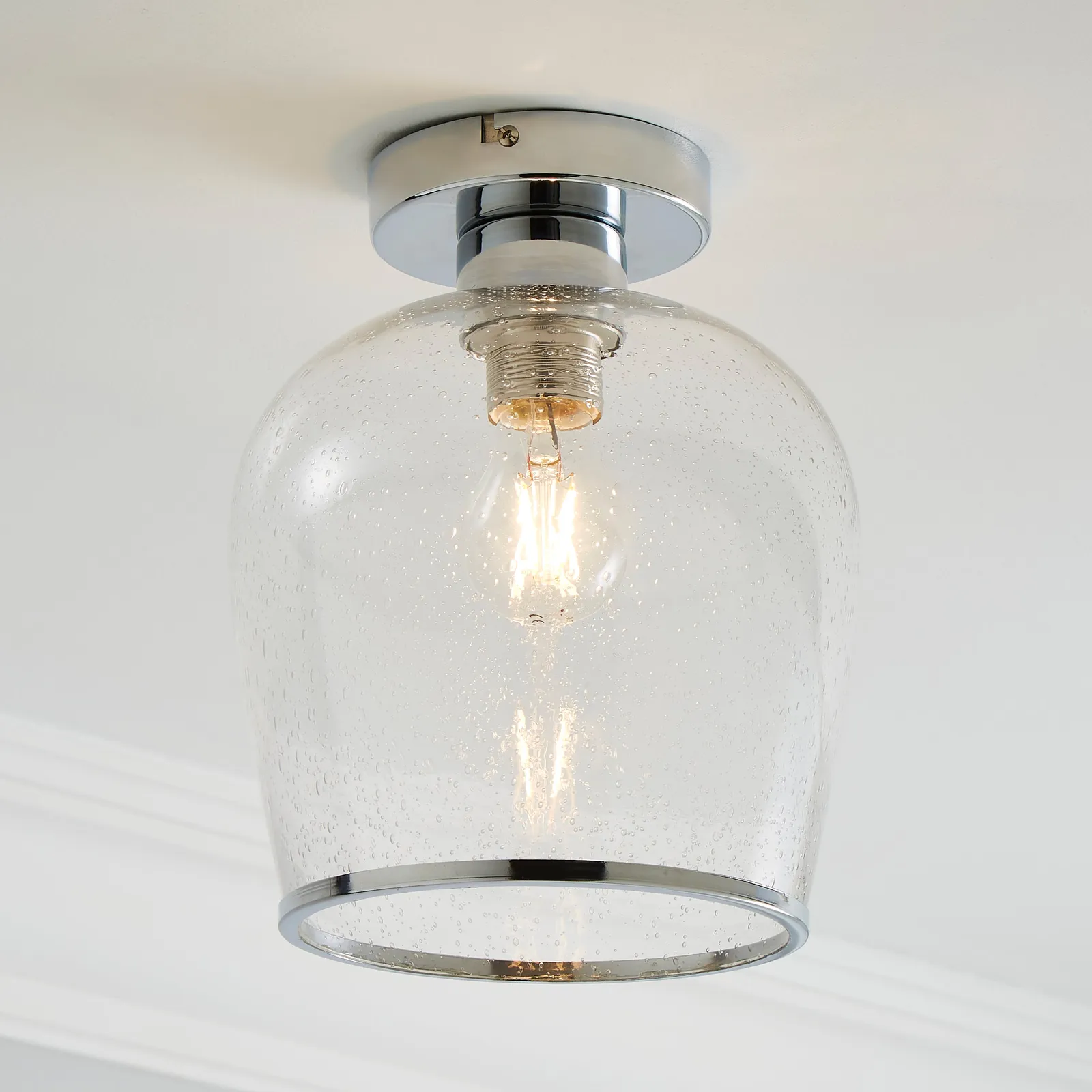 Lenny 1 Light Flush Ceiling Fitting Chrome
